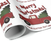 Cute old red truck with Christmas tree custom Geschenkpapier (Rolleneckpunkt)