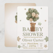 Cute Olive Green Boy Baby Shower Invitation Einladung (Vorne/Hinten)