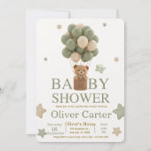Cute Olive Green Boy Baby Shower Invitation Einladung (Vorderseite)