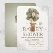 Cute Olive Green Boy Baby Shower Invitation Einladung (Vorne/Hinten)