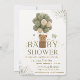 Cute Olive Green Boy Baby Shower Invitation Einladung