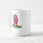 Cute One-Eyed Pink Monster Playing Golf Cartoon Kaffeetasse (Vorderseite Links)