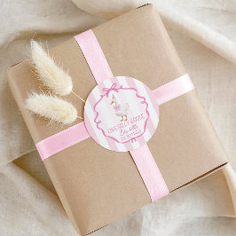Cute One Silly Goose Pink Bow First Birthday Runder Aufkleber