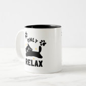 ​Cute "Only Relax" Cat Silhouette & Paw Prints Min Zweifarbige Tasse (Vorderseite Links)