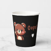 Cute Oops Teddy Bear Paper Party Cups with Heart  Pappbecher (Rückseite)