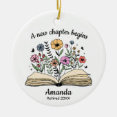 Cute open book flowers coworker retirement custom keramik ornament (Vorne)