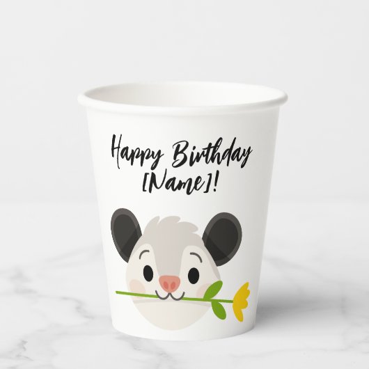 Cute Opossum Birthday Pappbecher (Vorderseite)