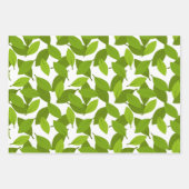 Cute Opossum Faces, Green Leaves & Circles Pattern Geschenkpapier Set (Vorderseite 2)