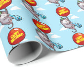 Cute Opossum Happy Birthday! Add Your Text Balloon Geschenkpapier (Rolleneckpunkt)