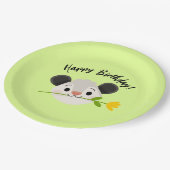 Cute Opossum Head with Flower, “Happy Birthday!” Pappteller (Schrägansicht)