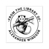 Cute Opossum on Branch #2 Round Library Book Name Permastempel (Design)