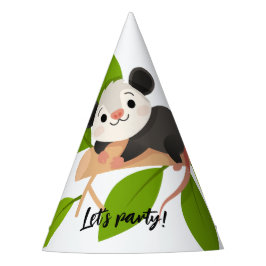 Cute Opossum on Branch with Green Leaves Partyhütchen