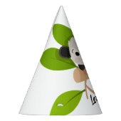 Cute Opossum on Branch with Green Leaves Partyhütchen (Links)