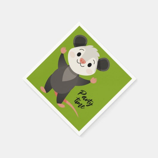 Cute Opossum “Party Time” Serviette (Ecke)