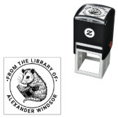 Cute Opossum Reading Book Library Book Name Permastempel (Beispiel)