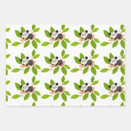 Cute Opossum with Green Leaves Geschenkpapier Set