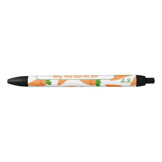 Cute Orange Carrots Green Monogram Initials Pen Kugelschreiber (Vorderseite)