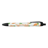 Cute Orange Carrots Green Monogram Initials Pen Kugelschreiber (Oberseite)