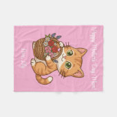 Cute Orange Cat & Flowers: Soft Baby Blanket Fleecedecke (Vorderseite (Horizontal))