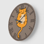 Cute Orange Cat Große Wanduhr (Winkel)