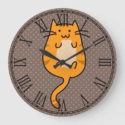 Cute Orange Cat Große Wanduhr (Vorderseite)