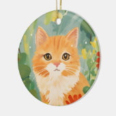 Cute Orange Cat Keramik Ornament (Links)