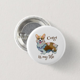Cute Orange corgi for a positive mood Button
