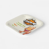 Cute Orange Dinosaur Birthday Party Square Pappteller (Gewinkelt)