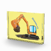 Cute orange excavator digger cartoon fotoblock (Rechts)