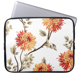 cute orange flowers with brown leaves pattern of w laptopschutzhülle