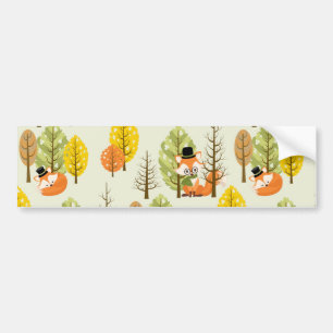 Cute Orange Fox Autumn Trees Forest Hipster Autoaufkleber