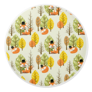Cute Orange Fox Autumn Trees Forest Hipster Keramikknauf
