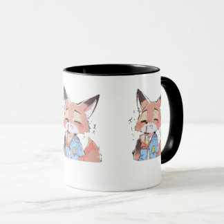 Cute Orange Fox Drinking Juice Mug – Fun Animal Lo Tasse