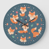 Cute Orange Fox Große Wanduhr (Vorderseite)