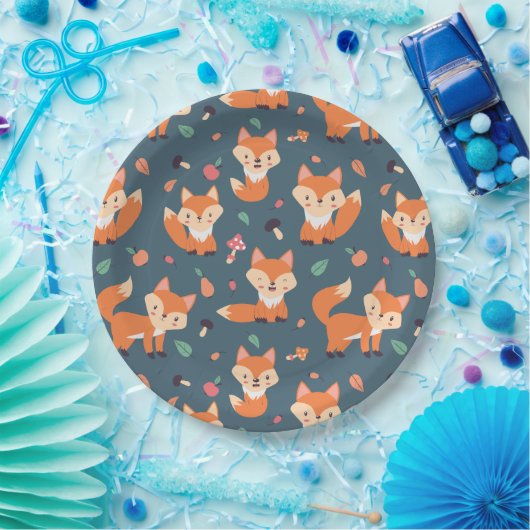 Cute Orange Fox Pappteller (Party)