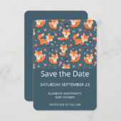Cute Orange Fox Save The Date (Vorne/Hinten)