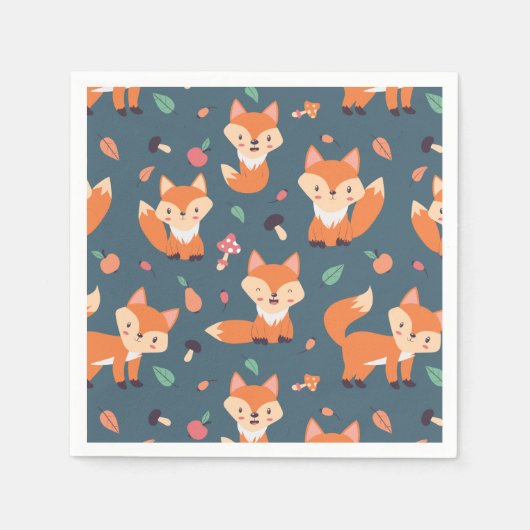 Cute Orange Fox Serviette (Vorderseite)