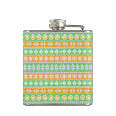 Cute orange green ethnic patterns design flachmann (Rückseite)