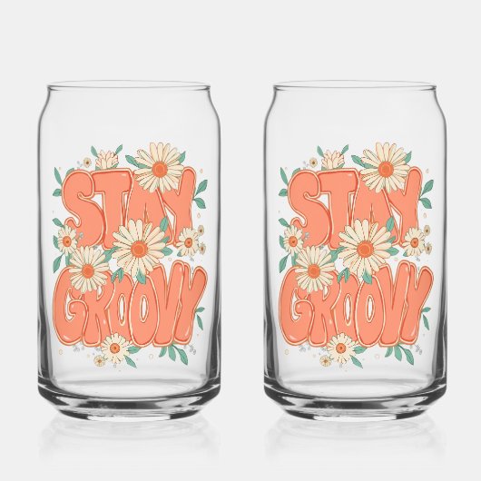 Cute Orange Hippie Typography Dosenglas (Vorderseite)