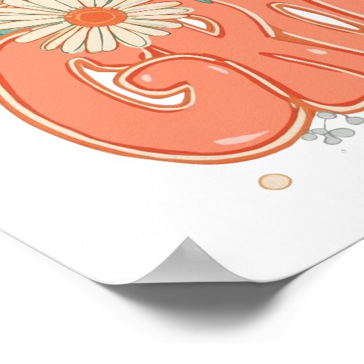 Cute Orange Hippie Typography Poster (Ecke)