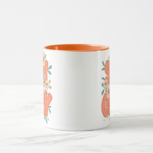 Cute Orange Hippie Typography Tasse (Zentrum)