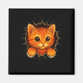 Cute Orange Kitten Cracks Mug Wall Funny Cat Lover Magnet (Vorne)