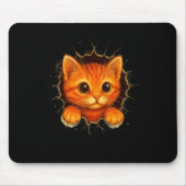 Cute Orange Kitten Cracks Mug Wall Funny Cat Lover Mousepad (Vorne)