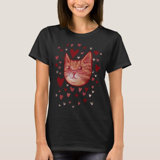 Cute orange kitty cat Love Valentine T-Shirt (Vorderseite)