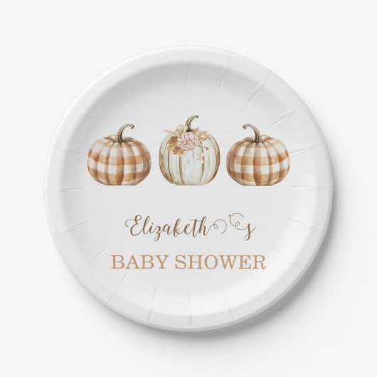 Cute Orange Little Pumpkin Baby Shower Pappteller (Vorderseite)