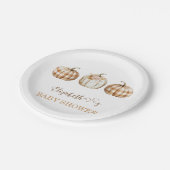 Cute Orange Little Pumpkin Baby Shower Pappteller (Schrägansicht)