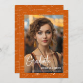 Cute Orange Mathematics Photo Graduation  Ankündigung (Vorne/Hinten)