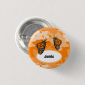 Cute Orange Monarch Butterfly Name Button (Vorne & Hinten)