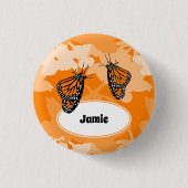 Cute Orange Monarch Butterfly Name Button (Vorderseite)