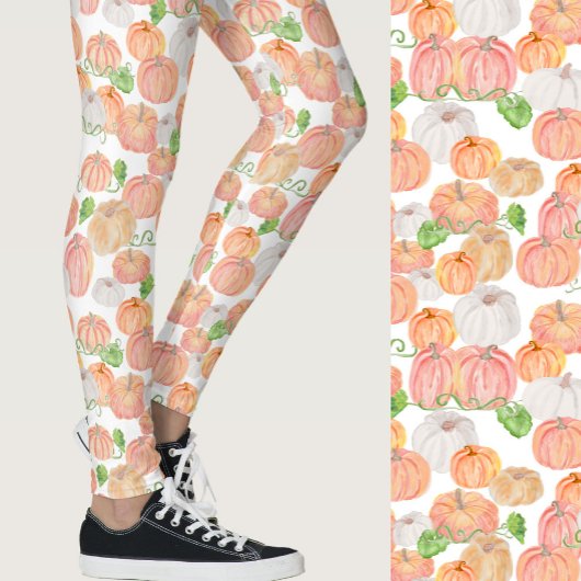 Cute orange pumpkins fall seasonal patterned leggings
